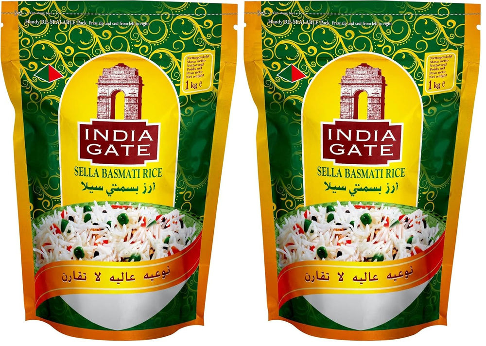 INDIA GATE Sella Basmatireis, vorgekocht (aus Indien, feines Langkorn), aromatisiert, Großpackung – 1 Packung (1 x 1 kg)