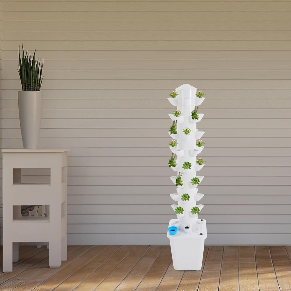 Sistem hidroponic Turn hidroponic Grădină de plante aromatice interioare Sistem de creștere hidroponică cu 45 de locații de plantare Pompă de apă Rezervor de apă 20L Vertical pentru flori și legume