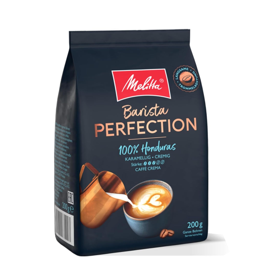 Melitta Barista Perfection 100% Brazilia, boabe de cafea întregi, cafea de origine unică, 100% Arabica, prăjire lentă cu tambur, Crema Forte, tărie 4 Cafea Naty Shop Honduras 200 grame