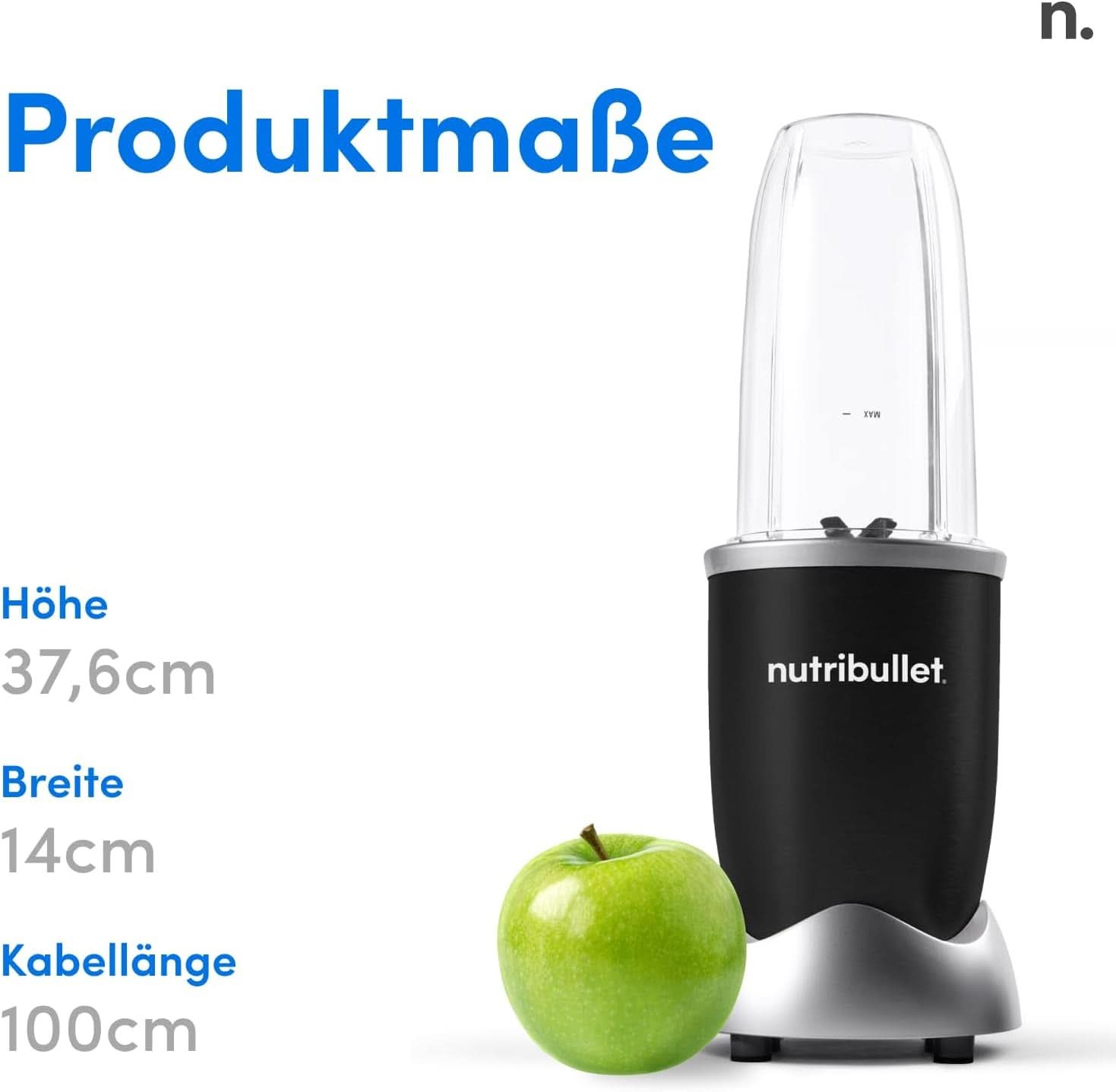 Nutribullet Pro, 900 Watt Leistung, Einfach Und Schnell in Der Anwendung, Kompakt, Leicht Zu Reinigen, Mit 700 Ml Becher, Smoothiemixer, Smoothie Maker, Elektrischer Mixer, NB904B, Schwarz Mother and Child Naty Shop