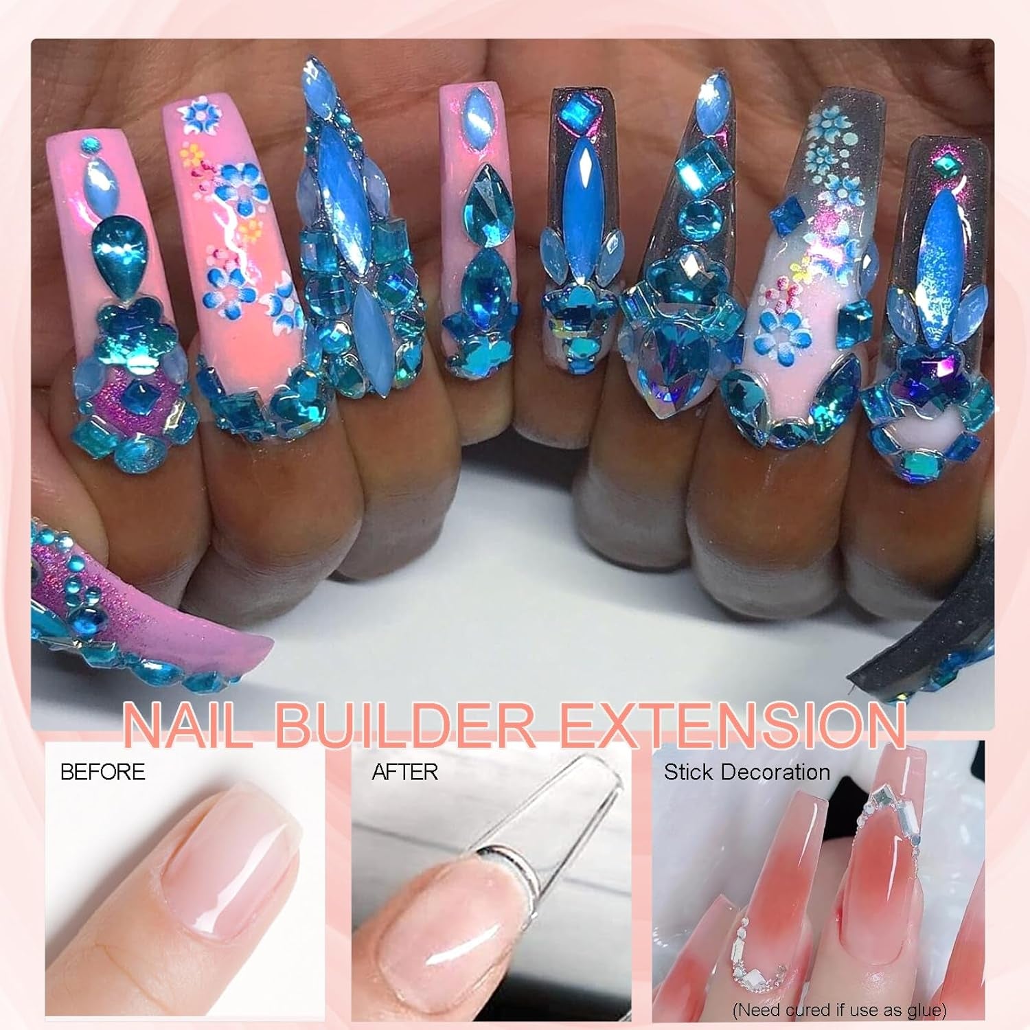 NAILGIL Gel solid pentru ojă, gel solid pentru adeziv pentru unghii, sculptură 3D pentru unghii cu set de instrumente, salon DIY acasă, transparent 15G