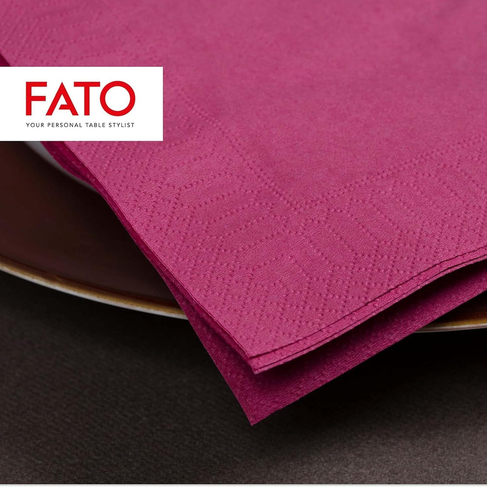 - Șervețele de hârtie de unică folosință, Ideale pentru aperitive și cocktailuri, Pachet de 100 șervețele, Dimensiune 24X24, 4 straturi, 2 straturi, Culoare Bordeaux, 100% hârtie din celuloză pură, certificat Fsc