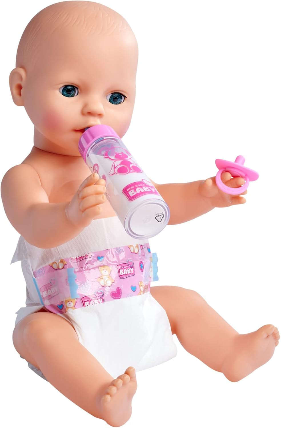 Simba 105562487 – New Born Baby First Stillset, Schnuller, Windel und Milchflasche mit verschwindendem Inhalt, für 38–43 cm große Puppen Naty Shop Dolls