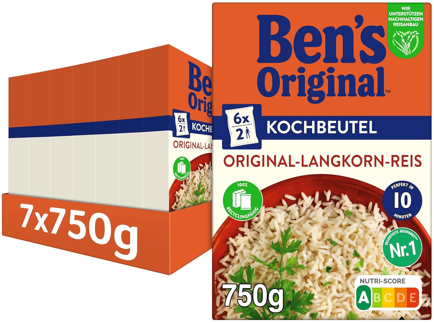Orez cu bob lung BEN'S ORIGINAL™, fiert în pungă, 10 minute, 6 x 1 kg
