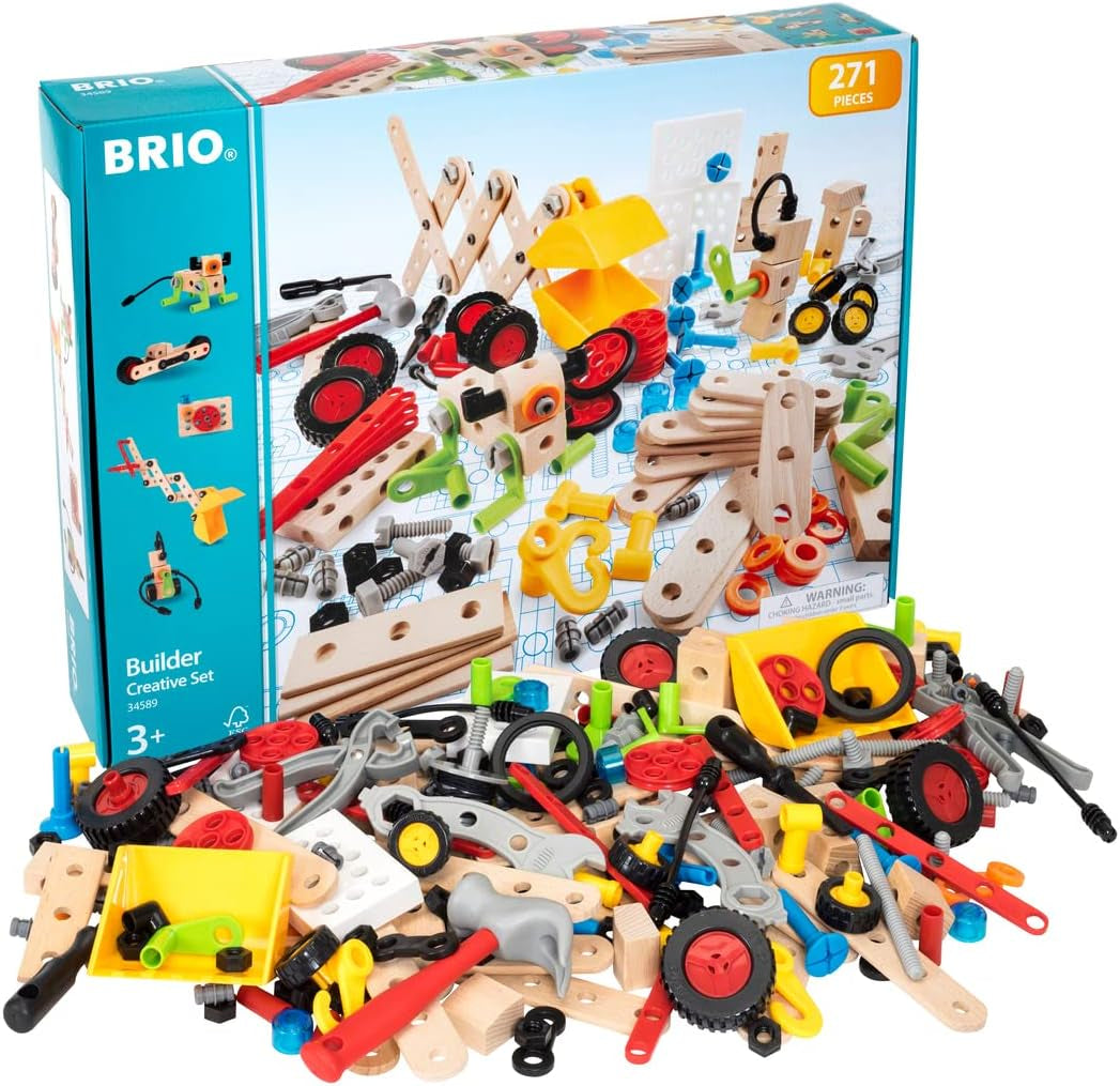 BRIO Builder 34587 Box 136 TLG. - Das kreative Konstruktionsspielzeug aus Schweden - Der ideale Einstieg in die Welt des Bauens und Bastelns - Für Kinder ab 3 Jahren