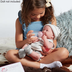JC Toys- Set de 3 accesorios para muñecas (biberón, chupete y sonajero), rosa y Blanco, se adapta a todas las muñecas de Hasta 50 cm, +2 años
