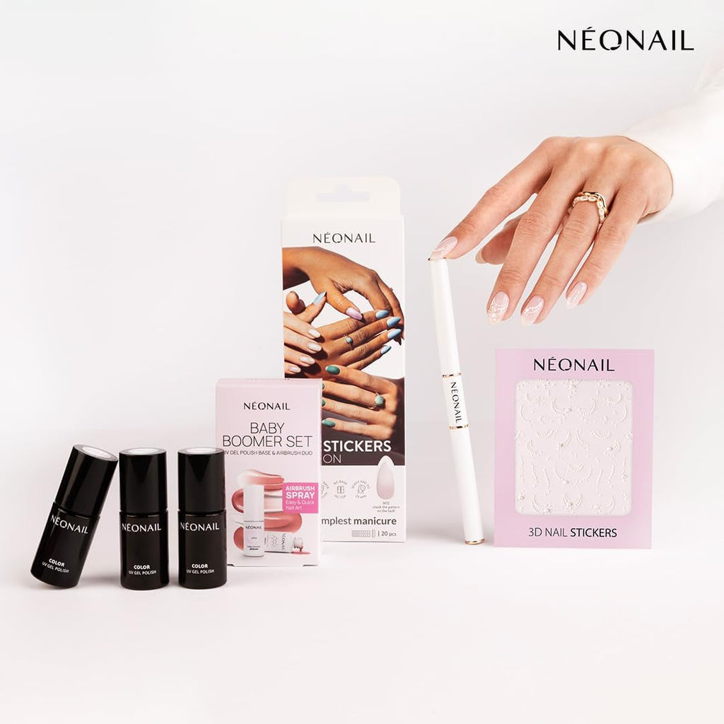 NÉONAIL Nagelstickers 3D - 61 Muster - Nail Charms - Nägel Selber Machen - Nails - Nageldesign - Accessories - Nailart - Nail Art Zubehör - Nagel Deko - Nagelschmuck - Dekoration Nageldesign - Weiß