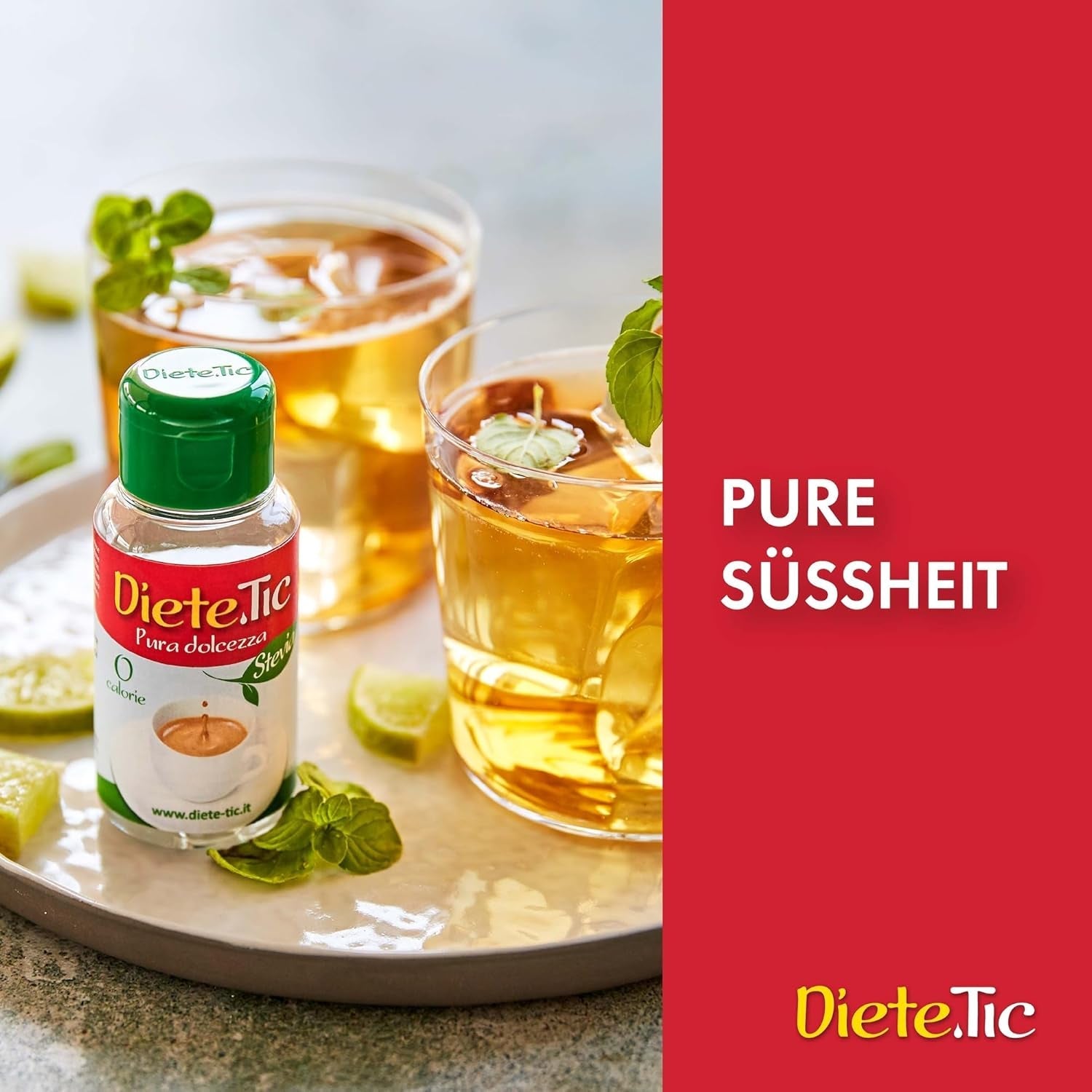 Diete.Tic, Îndulcitor lichid cu stevie, zero calorii, pachet convenabil de 3 x 50 ml (1000 picături), fără gluten, fără conservanți, excelent pentru îndulcirea băuturilor, iaurturilor și salatelor de fructe