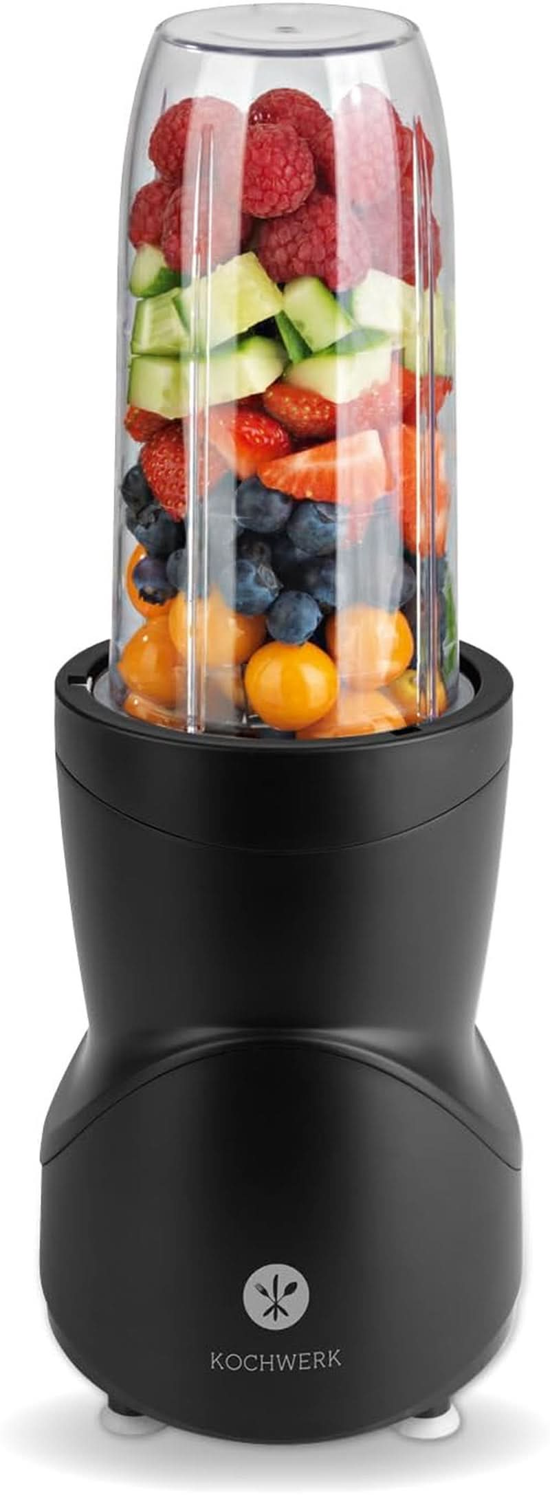 Smoothie Maker 12-Tlg | To-Go Deckel & 4 Mixbehälter | Für Obst, Gemüse & Nüsse | Mit Ice-Crush Funktion | Mini-Standmixer Zum Mixen, Rühren, Zerkleinern, Mahlen, Hacken & Pürieren | Bpa-Frei Bucatarie Naty Shop