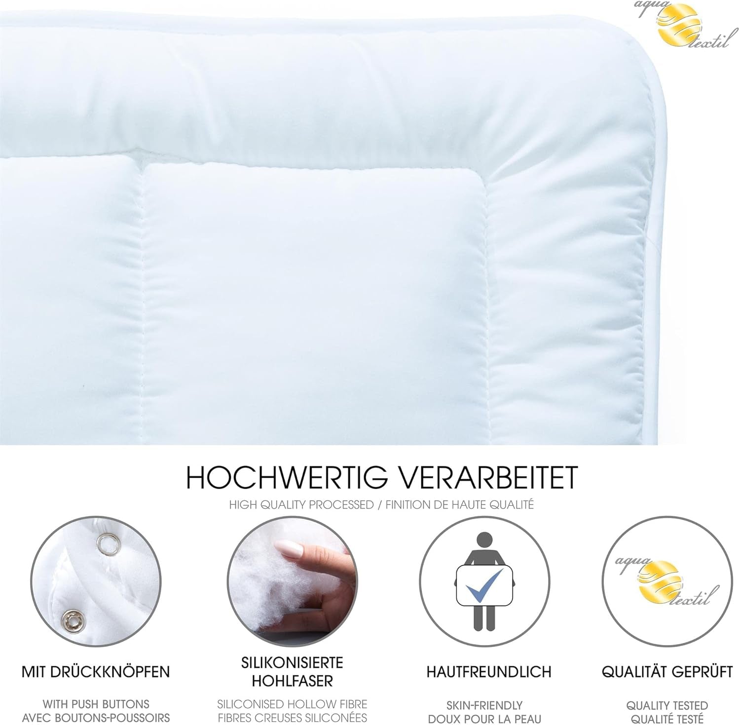 Aqua-Textil Soft-Touch-Set für Kinder, Bettdecke 100 x 135 cm, 250 g und 350 g, mit Kissen 40 x 60 cm, 150 g, Bettdecke 4 Jahreszeiten, Klimakontrolle, Öko-Tex, Bettdecken und Steppdecken, Naty Shop