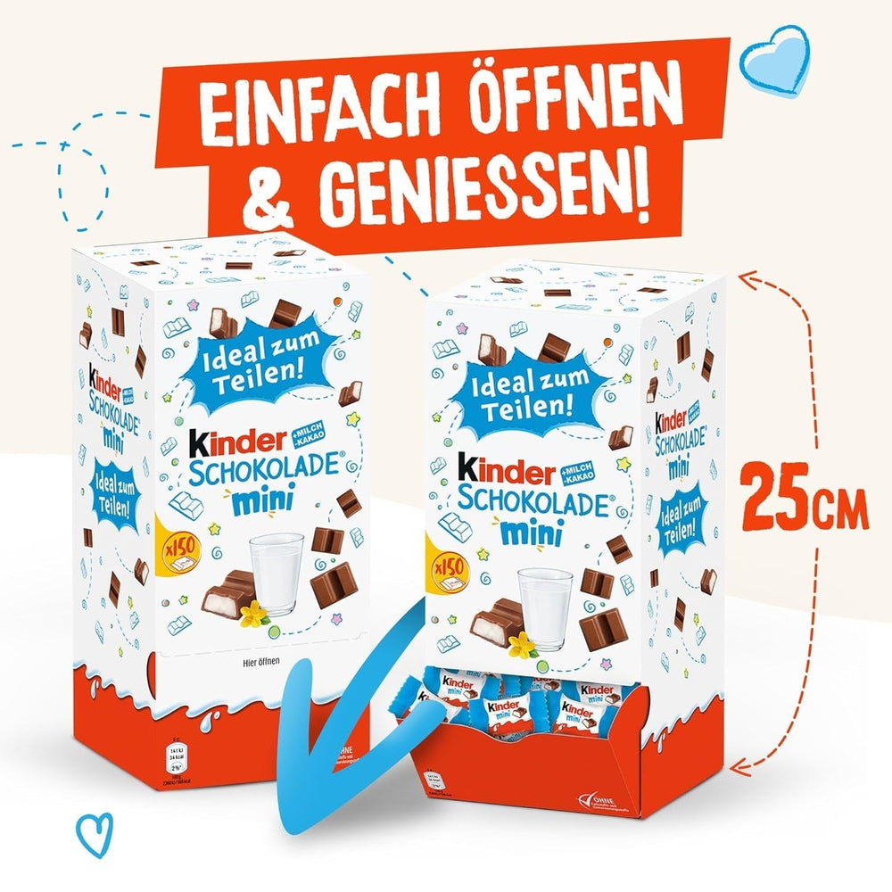 Kids Chocolate Mini – 150 einzeln verpackte Minibars, 900 Gramm Naty Shop Schokoladenbonbons