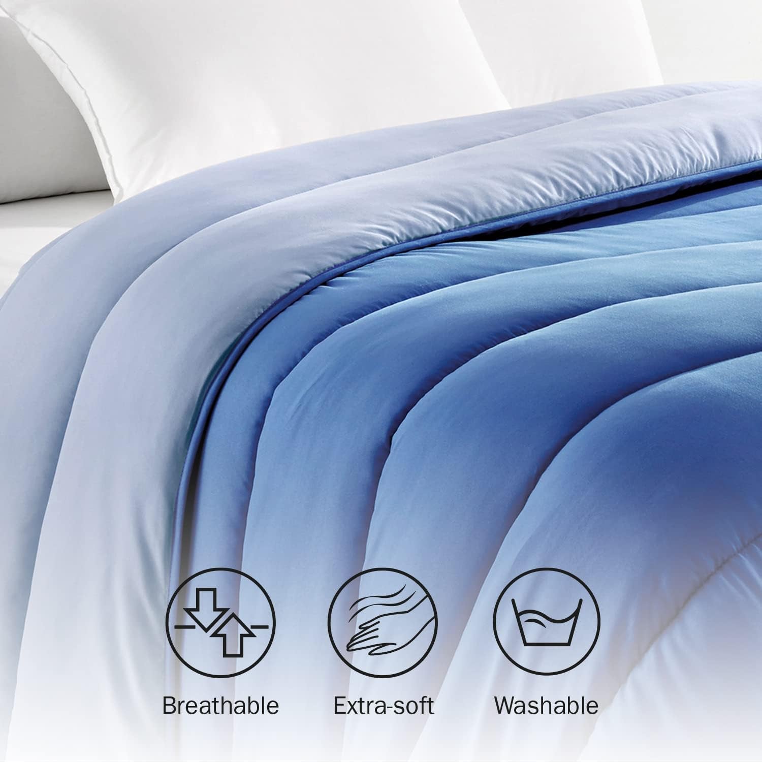 Pikolin Home - Plapumă reversibilă 300 G - Umplutură nordică bicoloră - Pentru pat 90 - confortabilă, caldă, respirabilă, albastru, 150 X 220 cm Plapumi si pilote Naty Shop
