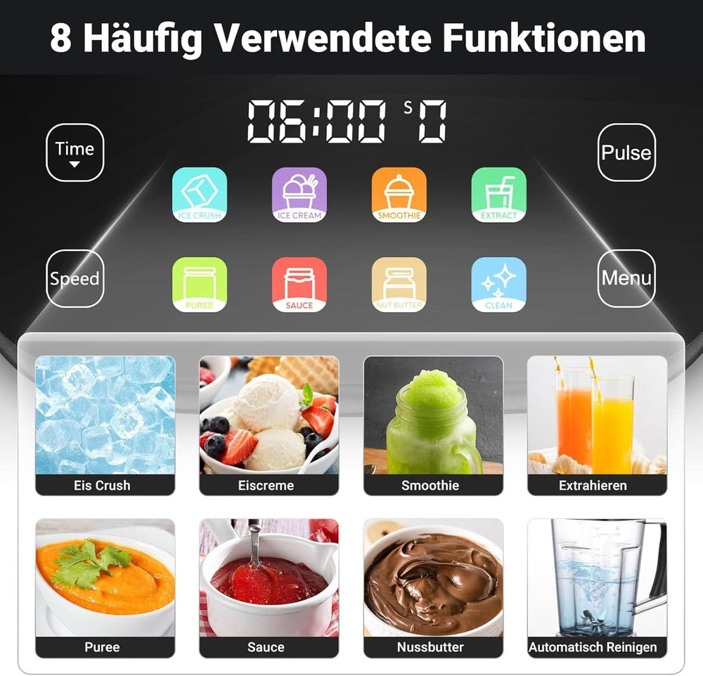 Mixer AMZCHEF, 8 intelligente Menüs und 10 Geschwindigkeiten, LCD-Touchscreen Kitchen Naty Shop