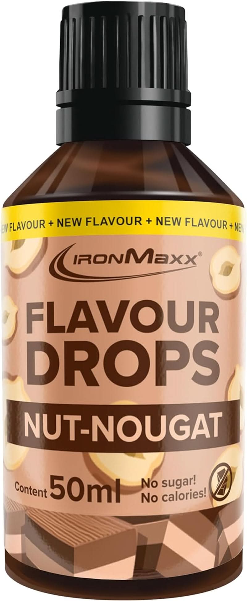 Aromatisierte Drops von Ironmaxx – Keine Kalorien und kein Zucker, 50 ml Naty Shop Flavors Nougat mit Nüssen