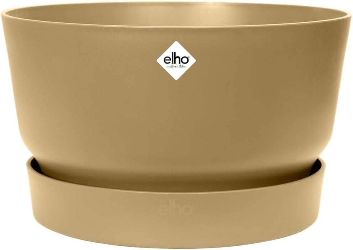 elho Greenville Bowl 33 - Ghiveci de flori pentru exterior - 100% plastic reciclat - Ø 32,5 x H 19,4 cm - Gri/Beton viu