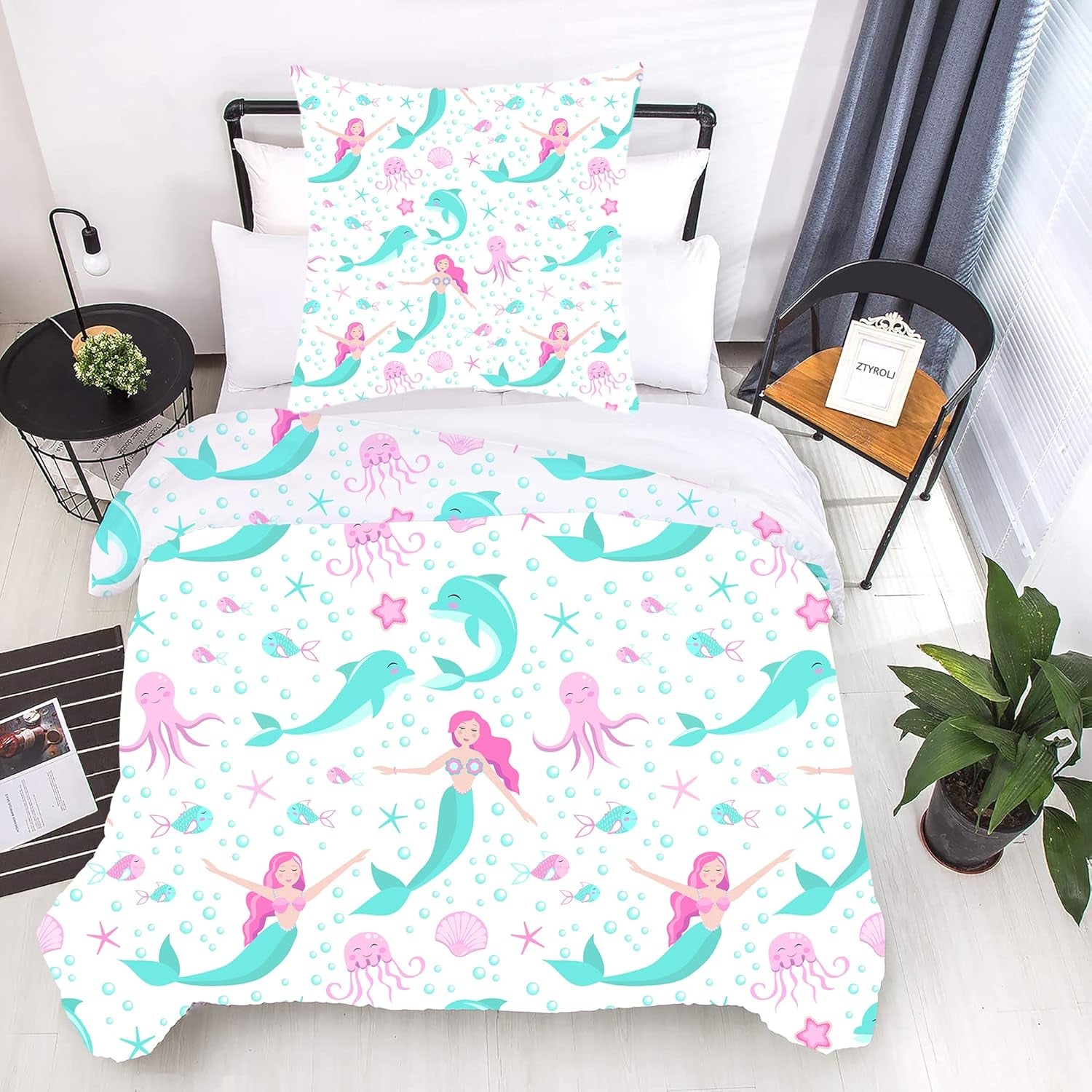 Bettwäsche für Kinder, verschiedene Größen und verschiedene Zeichentrickfiguren. Bettwäsche - Kinder Naty Shop Mermaid (Modell 5) 200X200Cm+80X80Cm