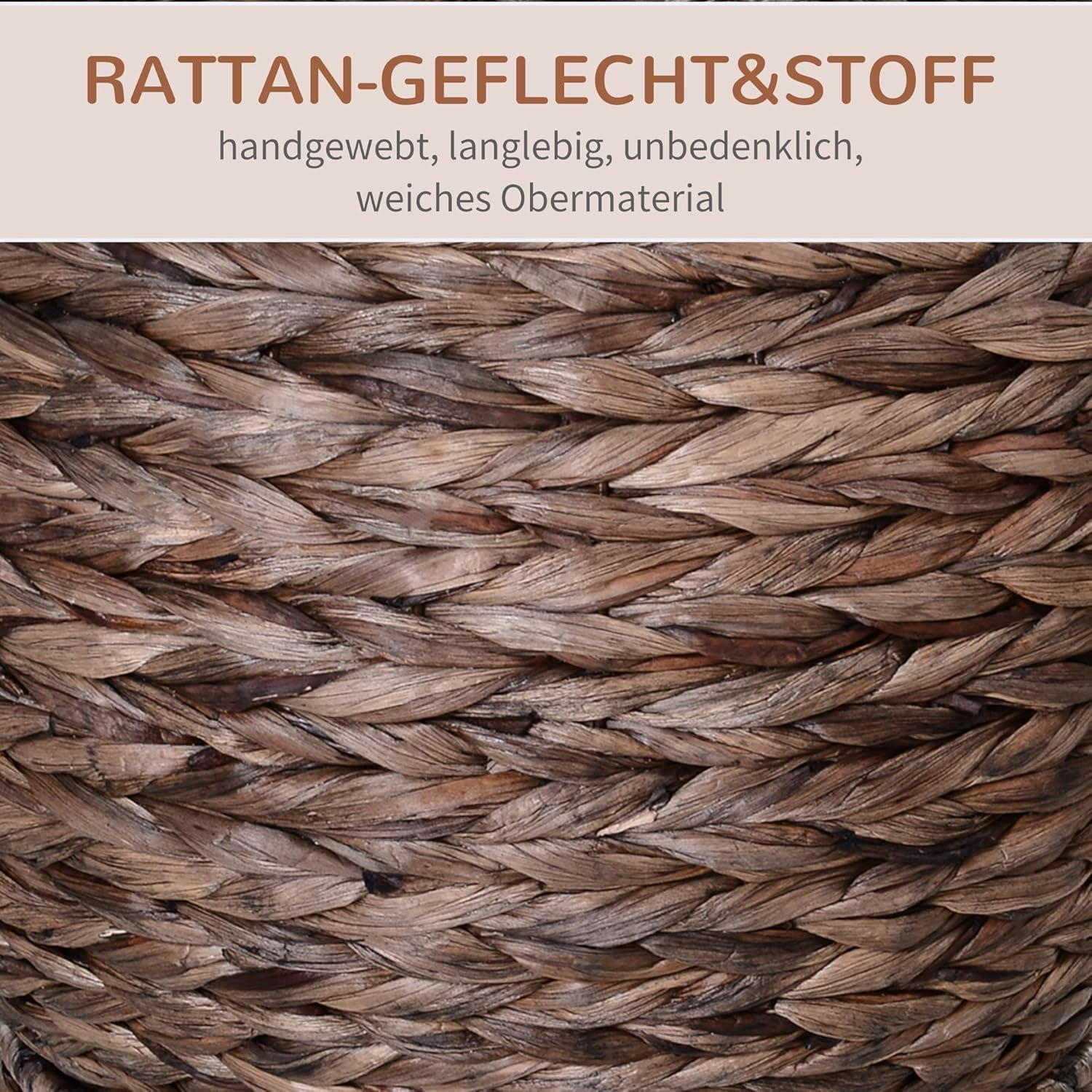 PawHut Rattan Katzenkorb Katzenhöhle Katzenhütte Katzenbett mit Kissen Haustierbett Wasserhyazinthe Kaffee 50 x 42 x 60 cm