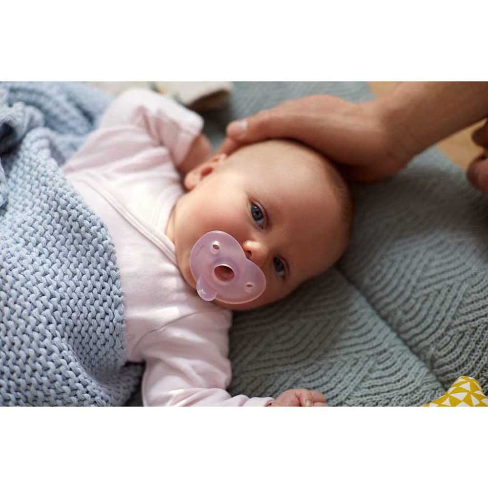 Philips AVENT Soothie – suzetă fără BPA pentru bebeluși cu vârsta cuprinsă între 0 și 6 luni, roz/roz deschis (model SCF099/22)