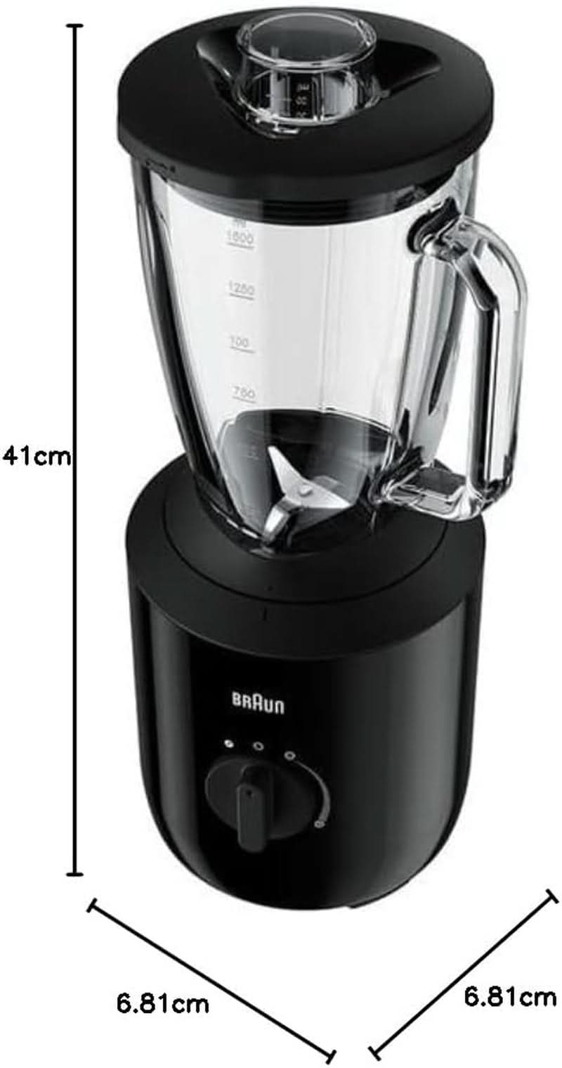 Braun Powerblend 3 JB 3150 BK Standmixer - 1,5 L Glas-Mixaufsatz, Küchenhelfer Zum Zerkleinern, Pürieren & Mixen, 800 Watt, Schwarz Kitchen Naty Shop