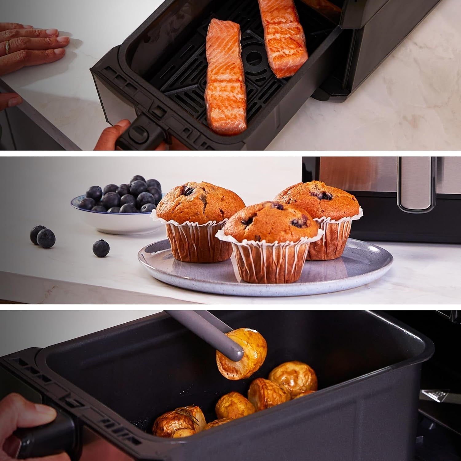 Kenwood Khealthy Twin Airfryer, 8 l (2 x 4 l), Doppelkammer, 8 Programme, Dual Cook & Sync Finish-Funktion, Touchscreen-Geräte Naty Shop