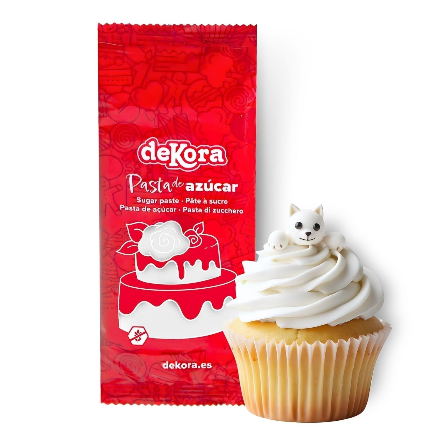 Dekora - Fondant alb din pastă de zahăr 150g - Perfect pentru prăjituri și decorațiuni de copt - Fără gluten și lactoză - Aromă de vanilie - Moale, flexibil și ușor de modelat pentru decorațiuni creative Pasta de zahar Naty Shop Alb