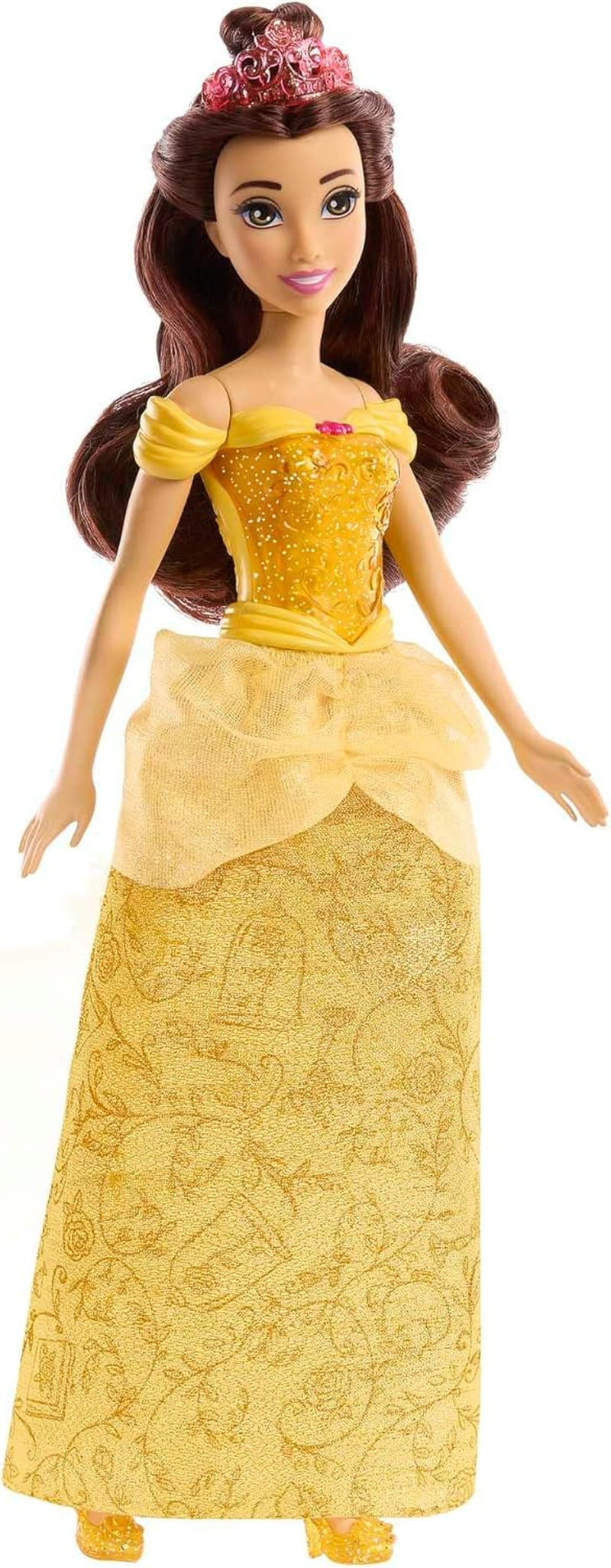 Mattel Disney Princess Toy, păpușă mobilă Belle Fashion cu haine strălucitoare și accesorii, inspirată de filmul Disney, cadou pentru copii, HLW11 Papusi Naty Shop