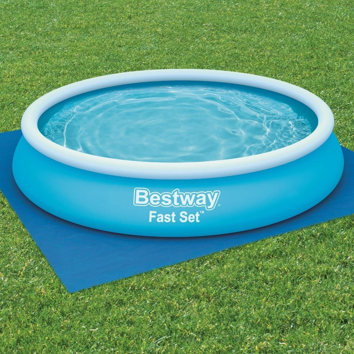 Bestway Folie de sol din PE 396 x 396 cm, albastră, pătrată