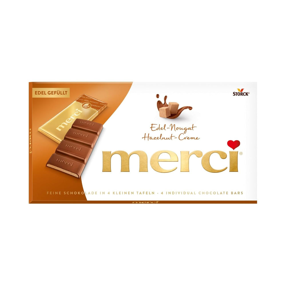 Merci Feincreme-Schokoriegel, 100 Gramm Naty Shop Pralinen 112 Gramm Feiner Nougat