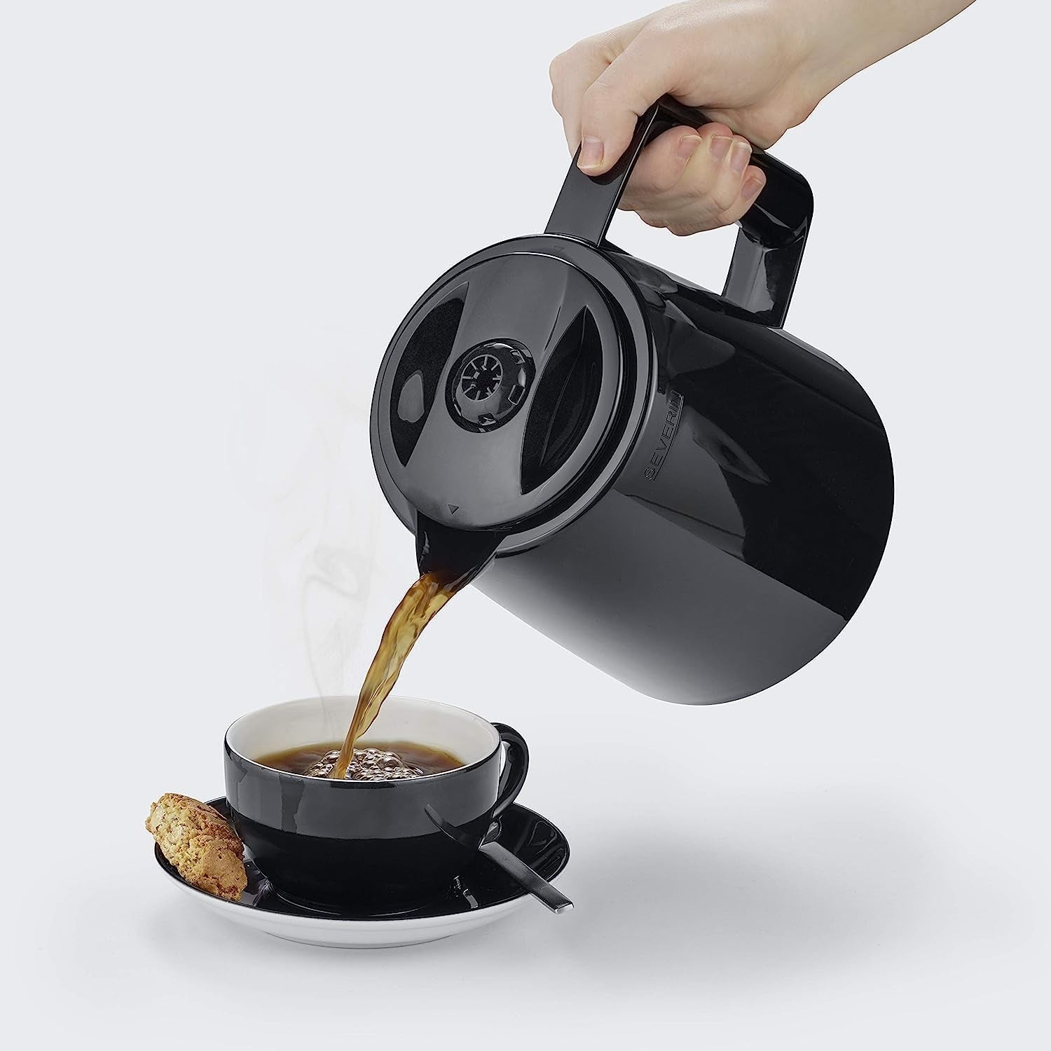 Aparat de cafea cu filtru SEVERIN Duo cu carafă termică, aparat de cafea pentru până la 16 cești, aparat de filtrare atractiv cu 2 carafe izolate, negru, KA 9315