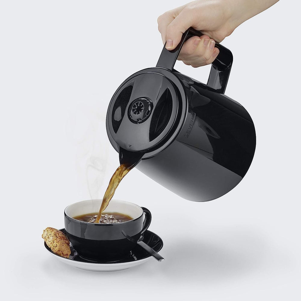 Aparat de cafea cu filtru SEVERIN Duo cu carafă termică, aparat de cafea pentru până la 16 cești, aparat de filtrare atractiv cu 2 carafe izolate, negru, KA 9315