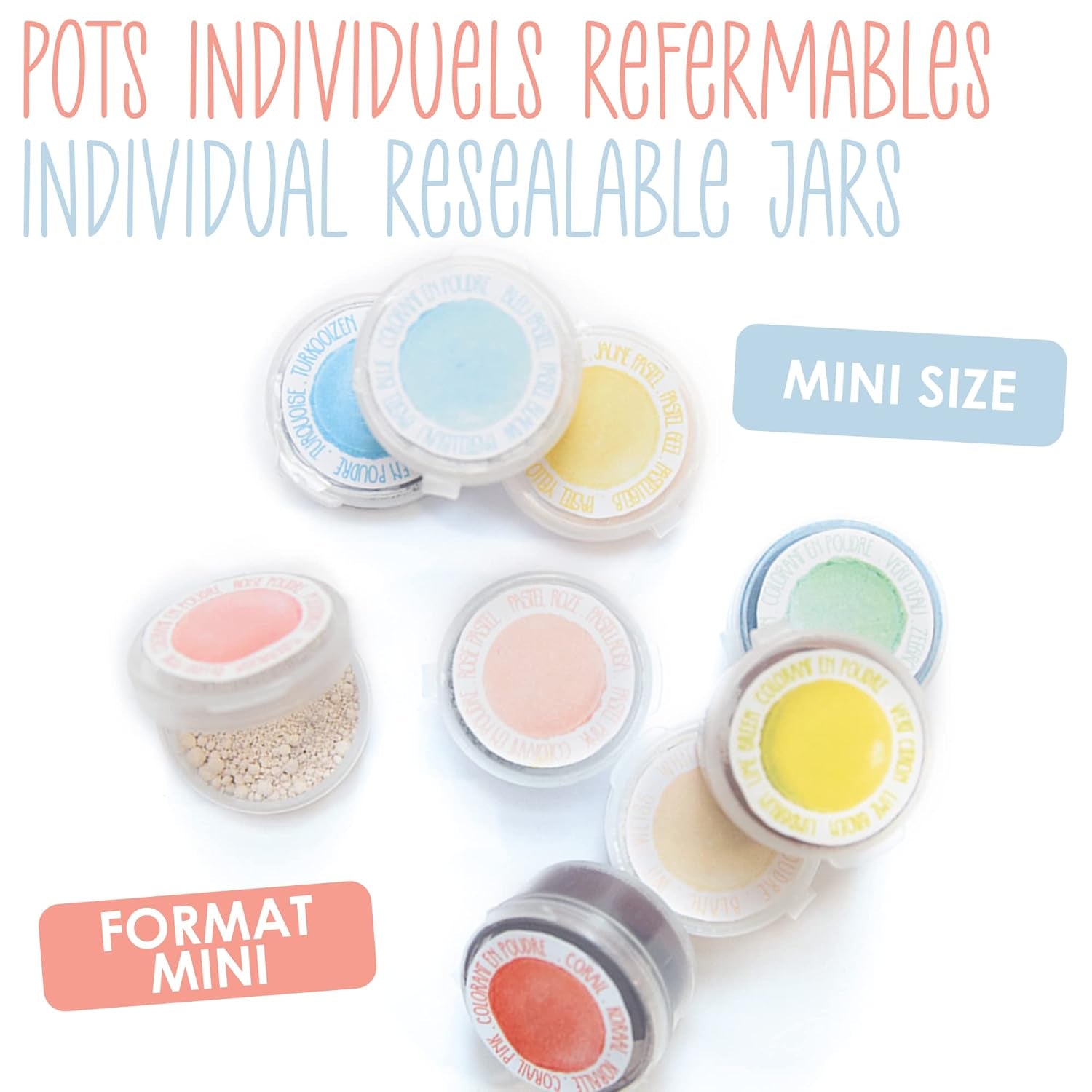 Scrapcooking - Set 9 coloranți alimentari pastel - Albastru, Galben, Coral, Roz, Turcoaz, Verde Lămâie, Alb, Verde Aqua, Roz pudră - Pudră colorantă comestibilă pentru prăjituri, brioșe, macarons - 4272