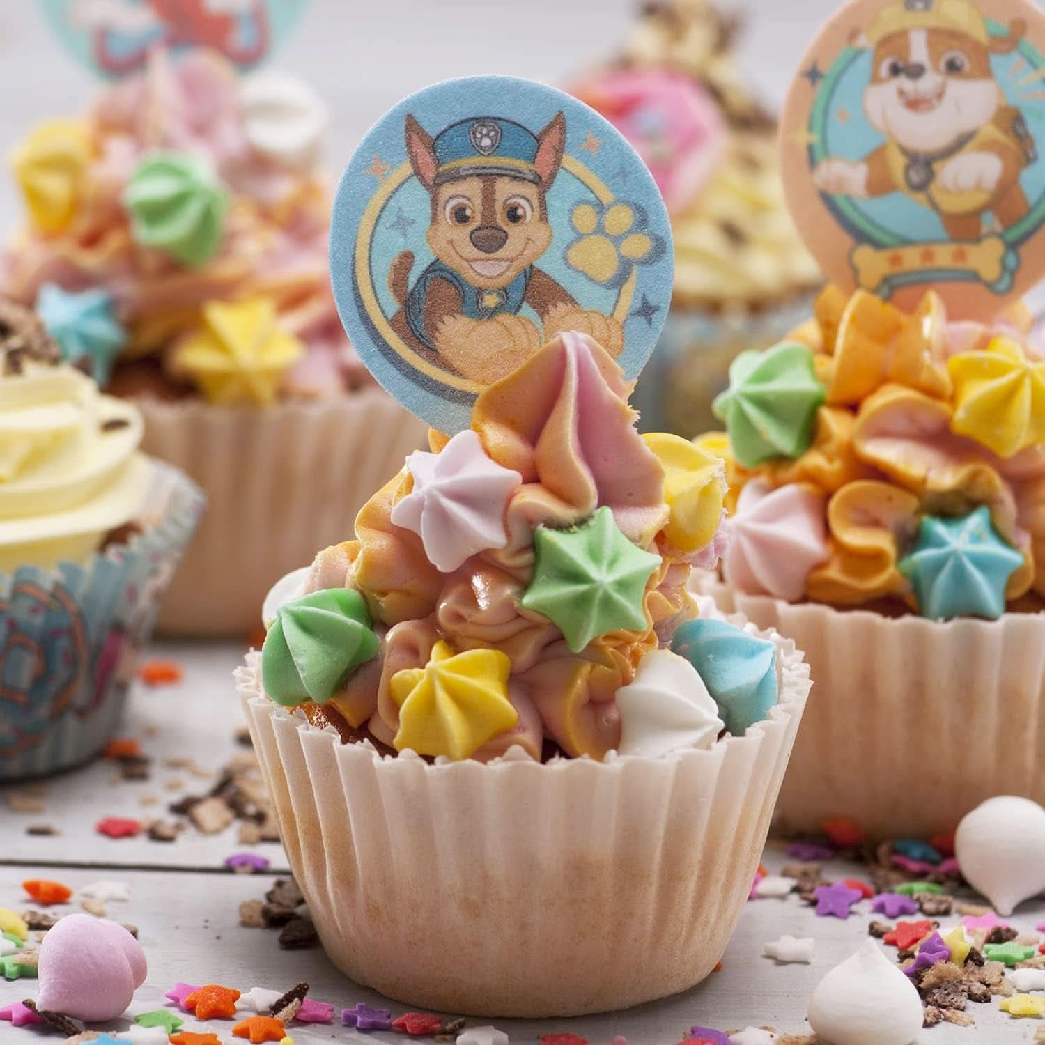 Dekora, Dekorapin Paw Patrol Essbare Kuchendekorationen, 20 Esspapierwaffeln – 6,5 x 4 cm Naty Shop