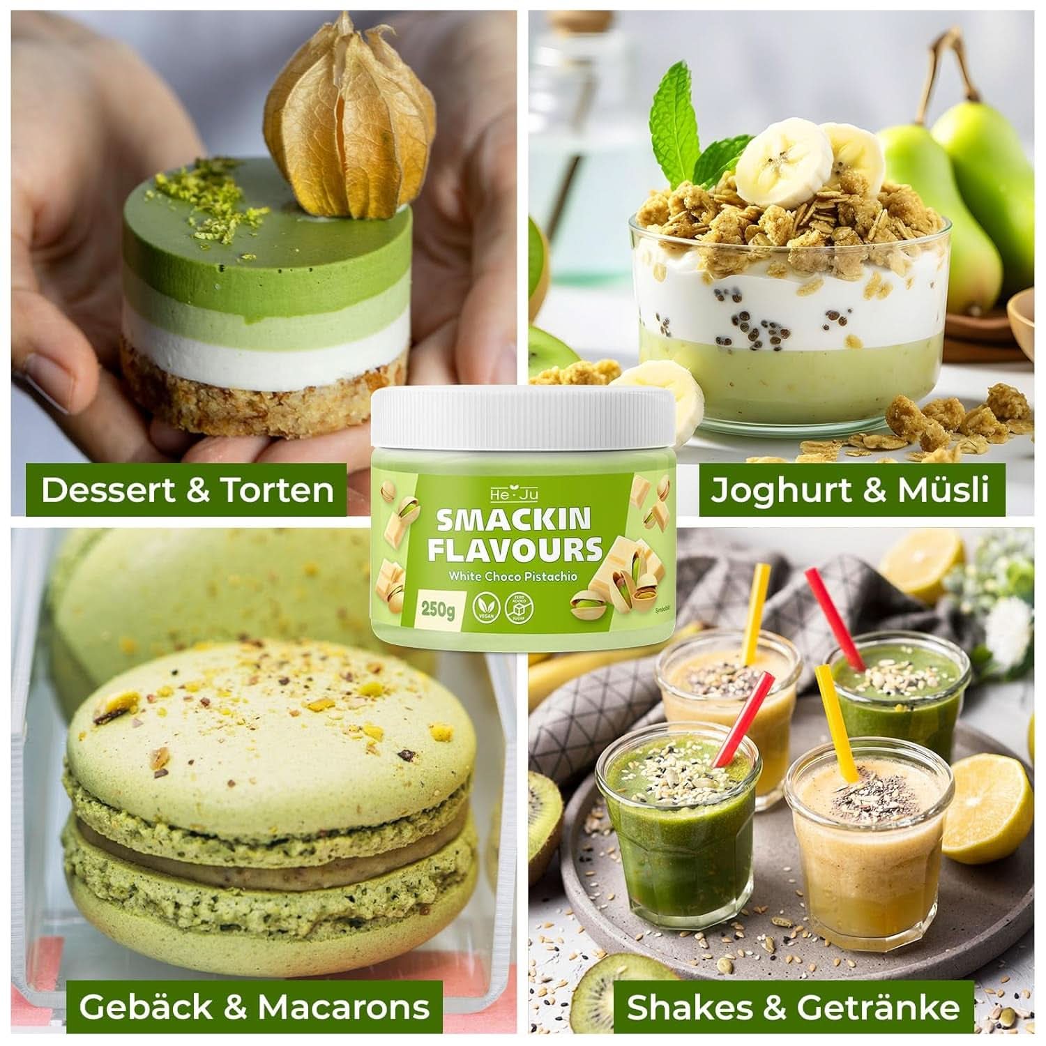 He-Ju, Pudră cu aromă de ciocolată albă și fistic, 250 grame Arome Naty Shop