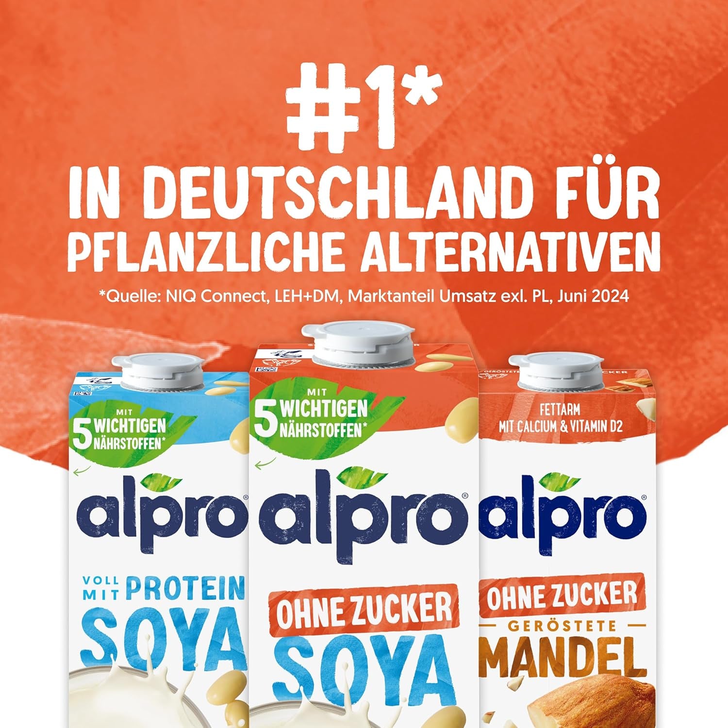 Alpro Sojadrink – Vegan und milchfrei – Von Natur aus laktosefrei und fettarm – Reich an pflanzlichen Proteinen, inhalt Calcium und Vitamine – 8 x 1 L – Haltbar
