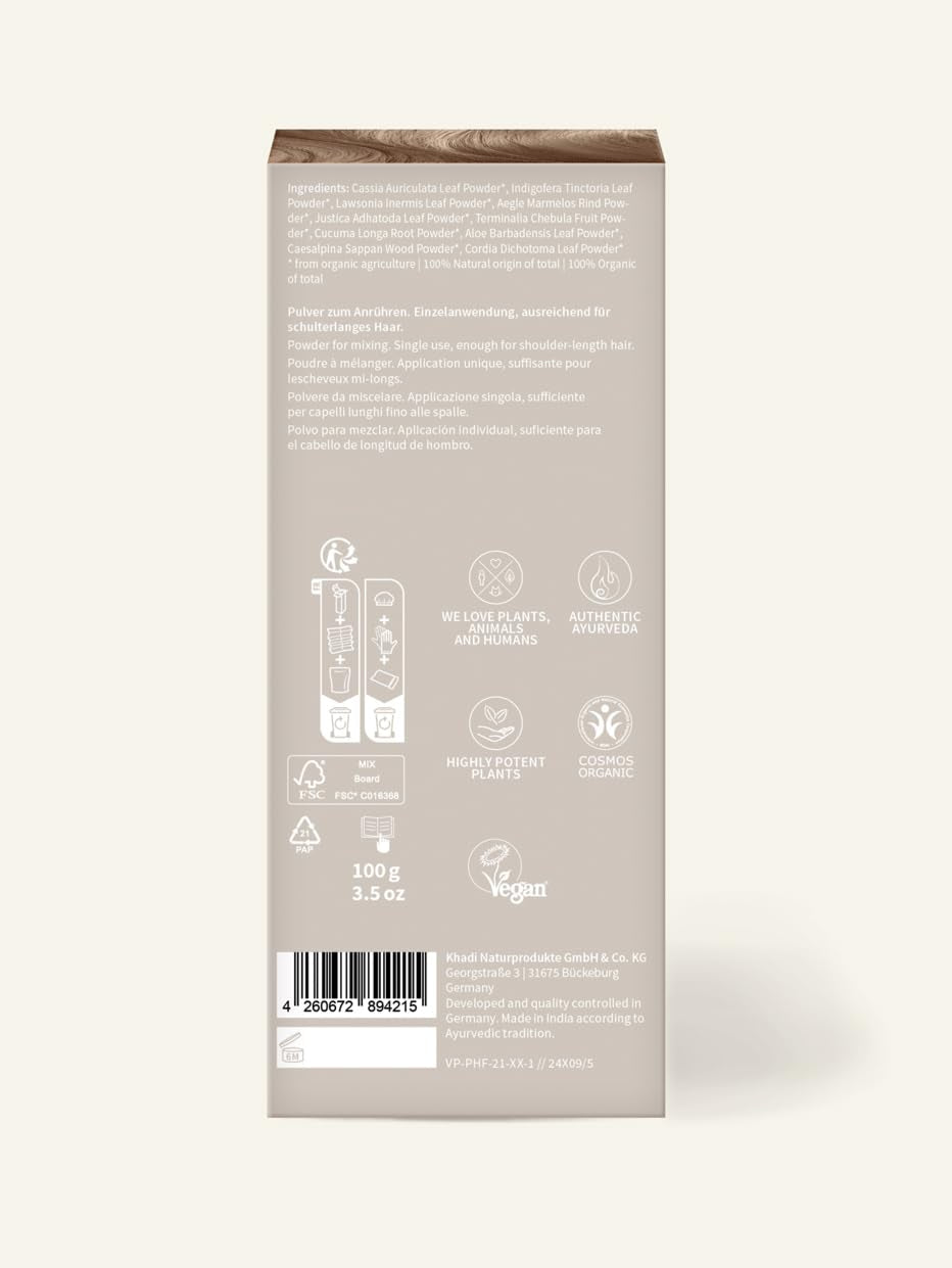 khadi BERLIN BLOND colorant vegetal pentru păr - colorează părul într-o nuanță de blond cenușiu-cool - colorant natural pentru păr 100% vegetal, natural și vegan - 100g Vopsea pentru par Naty Shop