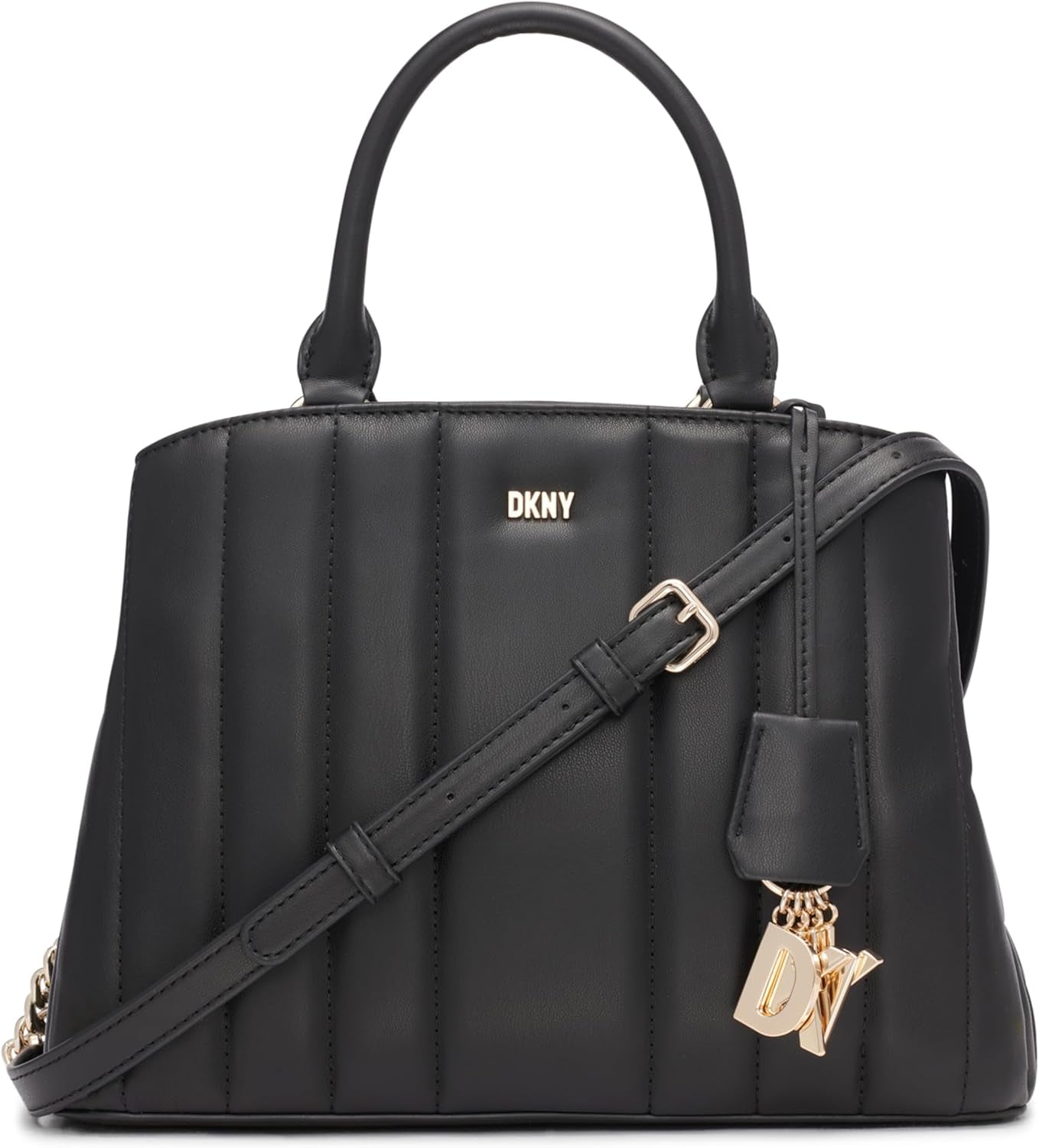 DKNY cu lanț Lexington Park Medium Satchel cu lanț logo, negru / aur, o mărime Genti Femei Naty Shop Titlu implicit