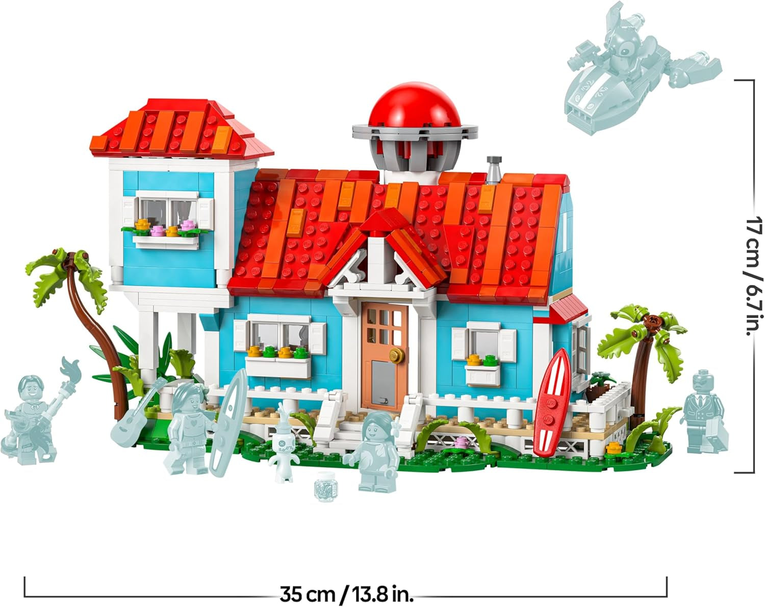 LEGO | Das Strandhaus aus „Lilo und Stitch“ - Spielzeug mit 6 Zimmern, Dachterrasse, Raumschiff und 5 Minifiguren - Geburtstagsgeschenk für Mädchen, Jungen & Fans ab 9 Jahren - 43268