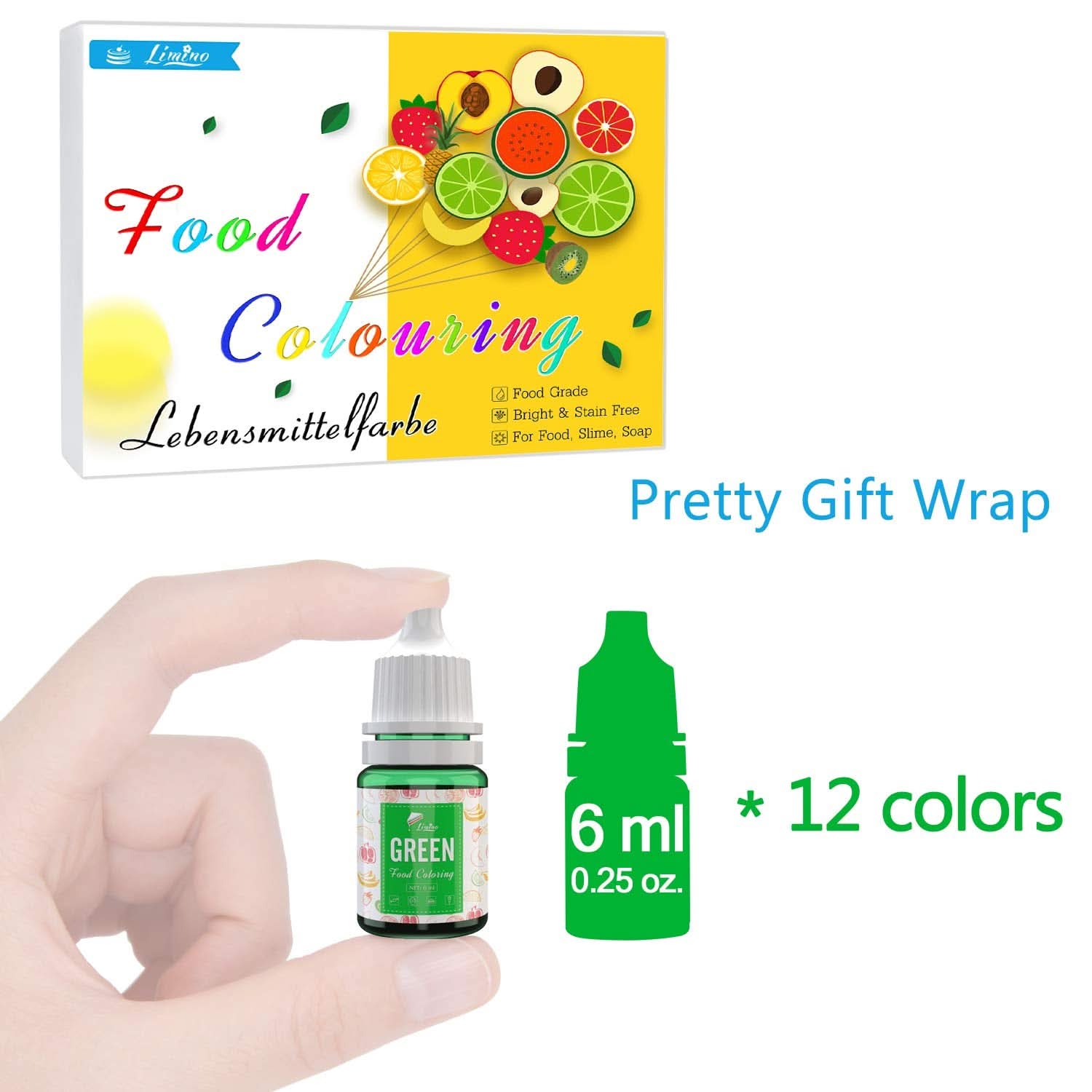 Set 12 coloranti alimentari x 6 ml, lichid Naty Shop