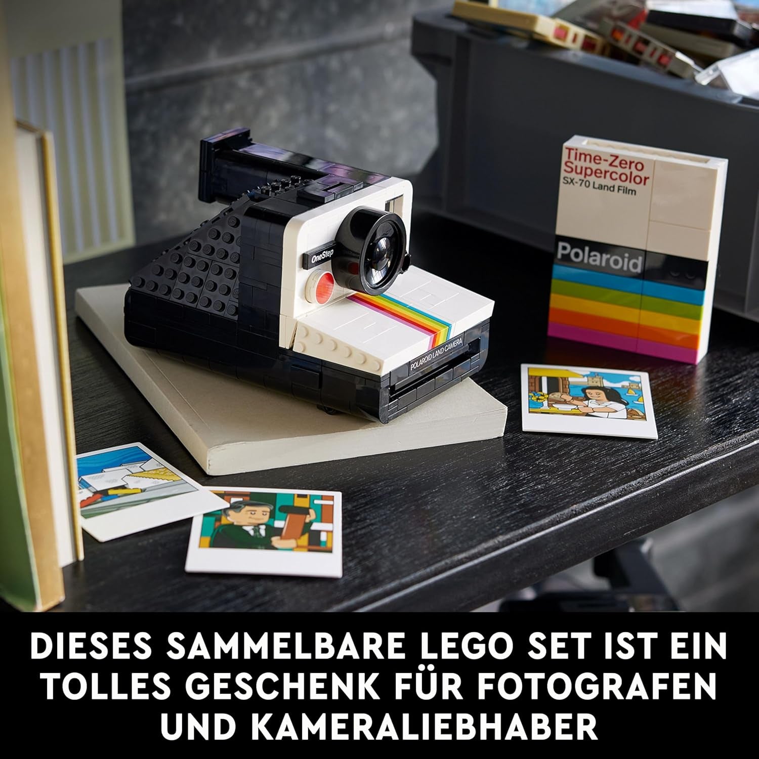LEGO Ideas Polaroid OneStep SX-70 Kamera-Set für Erwachsene, Sammlerstück mit authentischen Details, kreative Beschäftigung, Fotografie-Geschenke für Männer, Frauen, Ihn, Sie & Teenager 21345