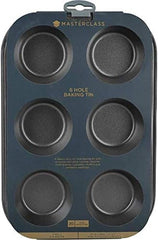 Masterclass 6-Loch-Muffinblech Mit PTFE-, PFOA- Und Bpa-Freiem Antihaftbeschichtung, Robustes 1Mm Dickes Karbonstahlblech, 27 X 18Cm Cupcake-Form Formen und Tabletts zum Backen Naty Shop