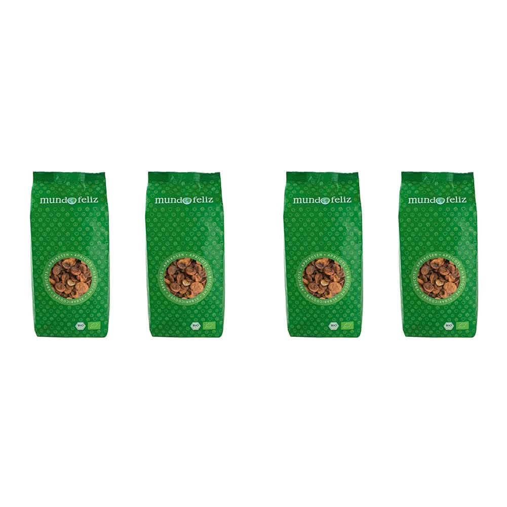 Mundo Feliz, Getrocknete Aprikosen mit Kernen aus biologischem Anbau, 2 x 500 Gramm Naty Shop dehydrierte Produkte 4 x 500 Gramm