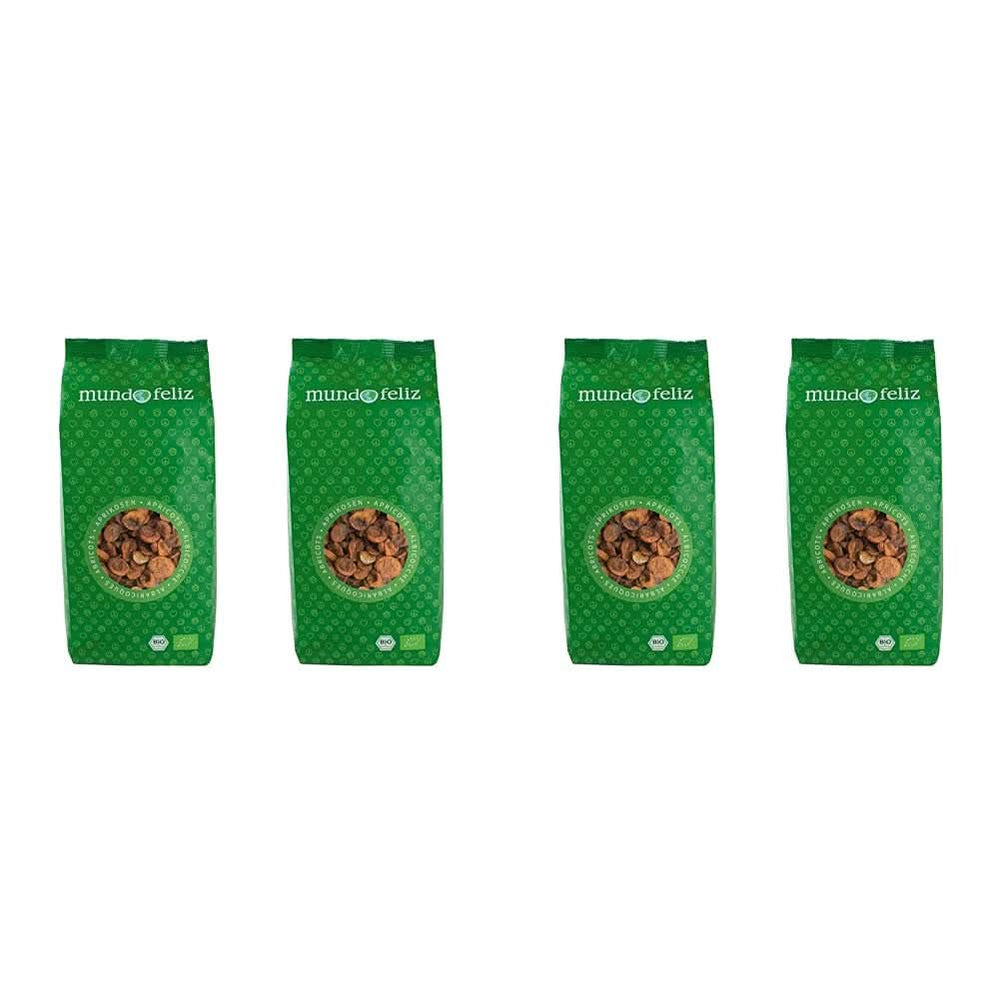 Mundo Feliz, Getrocknete Aprikosen mit Kernen aus biologischem Anbau, 2 x 500 Gramm Naty Shop dehydrierte Produkte 4 x 500 Gramm