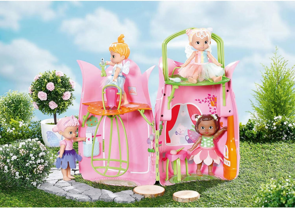 BABY Born Storybook Cottage, Casă de păpuși pliabilă pentru păpuși de 18 cm cu masă, șemineu, șezlong și telescop, roz verde, 833803 Zapf Creation Casute de papusi Naty Shop