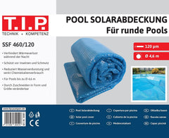 Acoperire solară TIP pentru piscine rotunde Ø 4,6 m - Acoperire eficientă pentru piscină, previne pierderile de căldură, ecologică, instalare ușoară, eficientă energetic prin energie solară, SSF 460/120, 30451