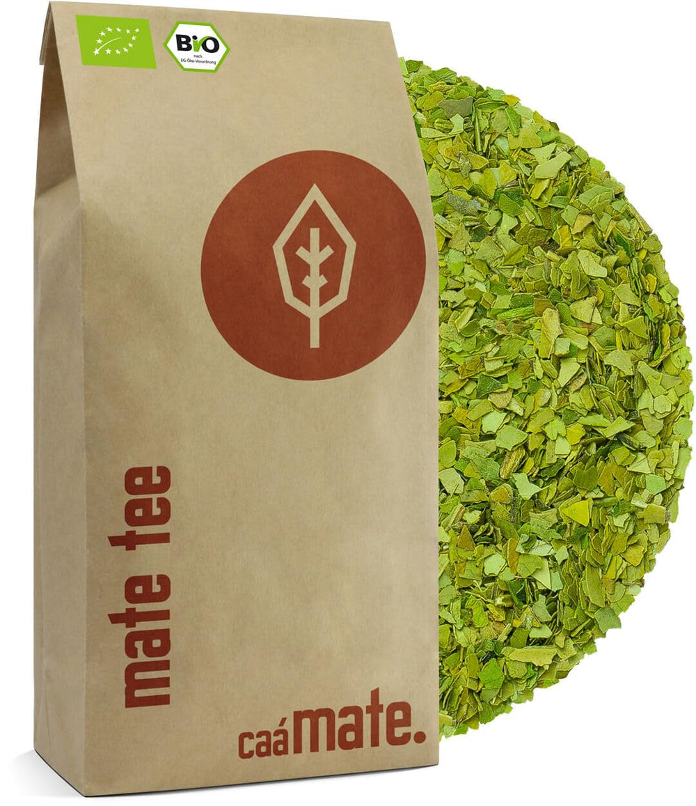 Ceai Mate Bio 1 kg Frunze de mate pure, proaspete și verzi, ecologice și uscate la aer Yerba Mate organic controlat, certificat și ambalat în Germania