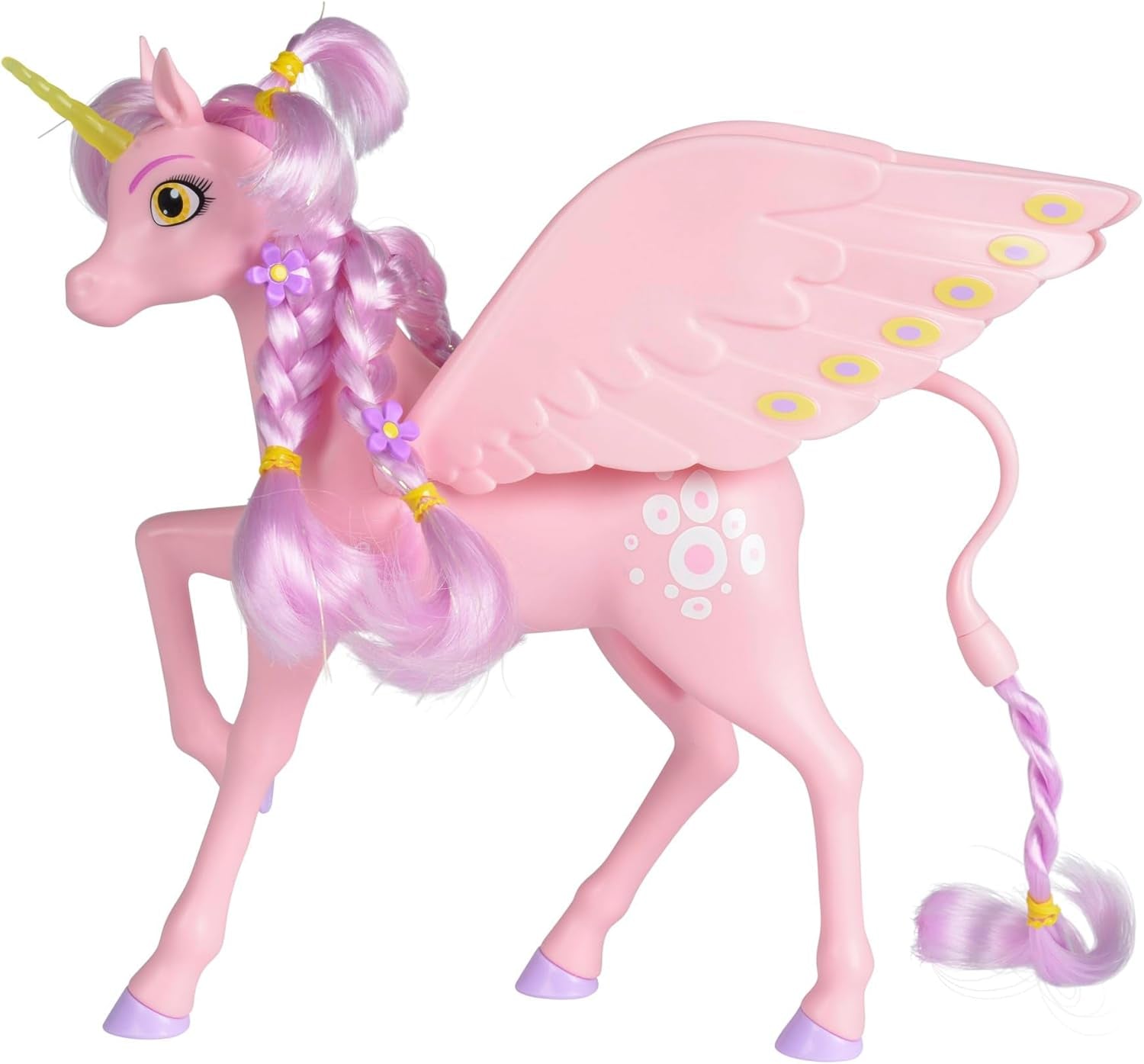 Simba 109480092 – Mia and Me Einhorn Kyara, mit beweglichen Flügeln, Haarspangen und Stylingbürste, 20 cm, ab 3 Jahren, rosa Naty Shop Dolls