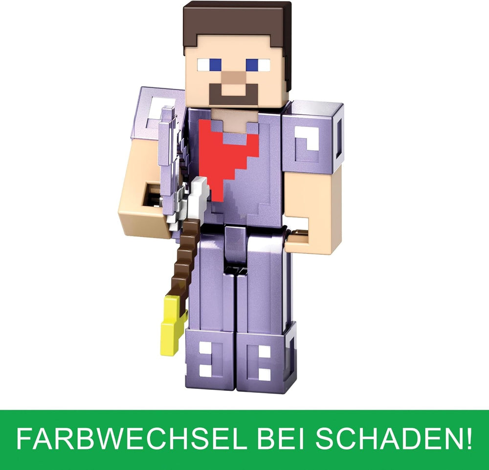 Mattel Minecraft Ender Dragon Actionfiguren-Set, Lichter, Lärm und Nebel mit Steve und Enderman, maßstabsgetreu ca. 8cm große Figuren HTN25 Actionfiguren Naty Shop