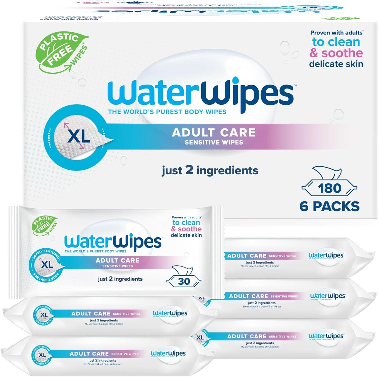 Waterwipes Feuchtigkeitsspendende und reinigende Babytücher mit 99 % Wasser und Aloe Vera-Extrakt, Feuchttücher für Gesicht und Körper, Naty Shop