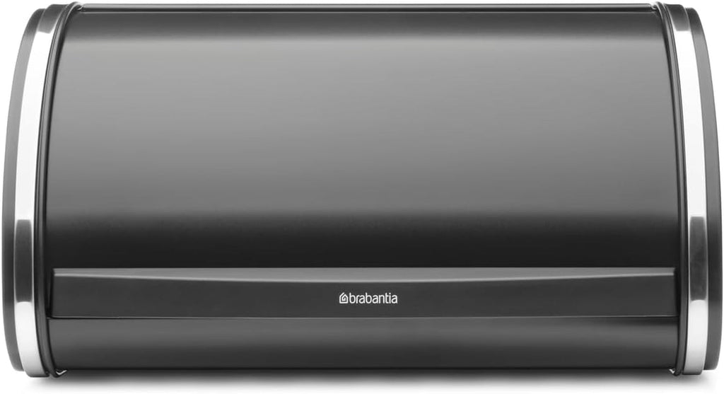 Brabantia roll bread box - Cutie de depozitare compactă pentru pâine, covrigi și rulouri pe blatul de lucru, cu capac plat, oțel durabil - dimensiune medie - negru mat Cutii depozitare alimente Naty Shop Oțel strălucitor Ys/M