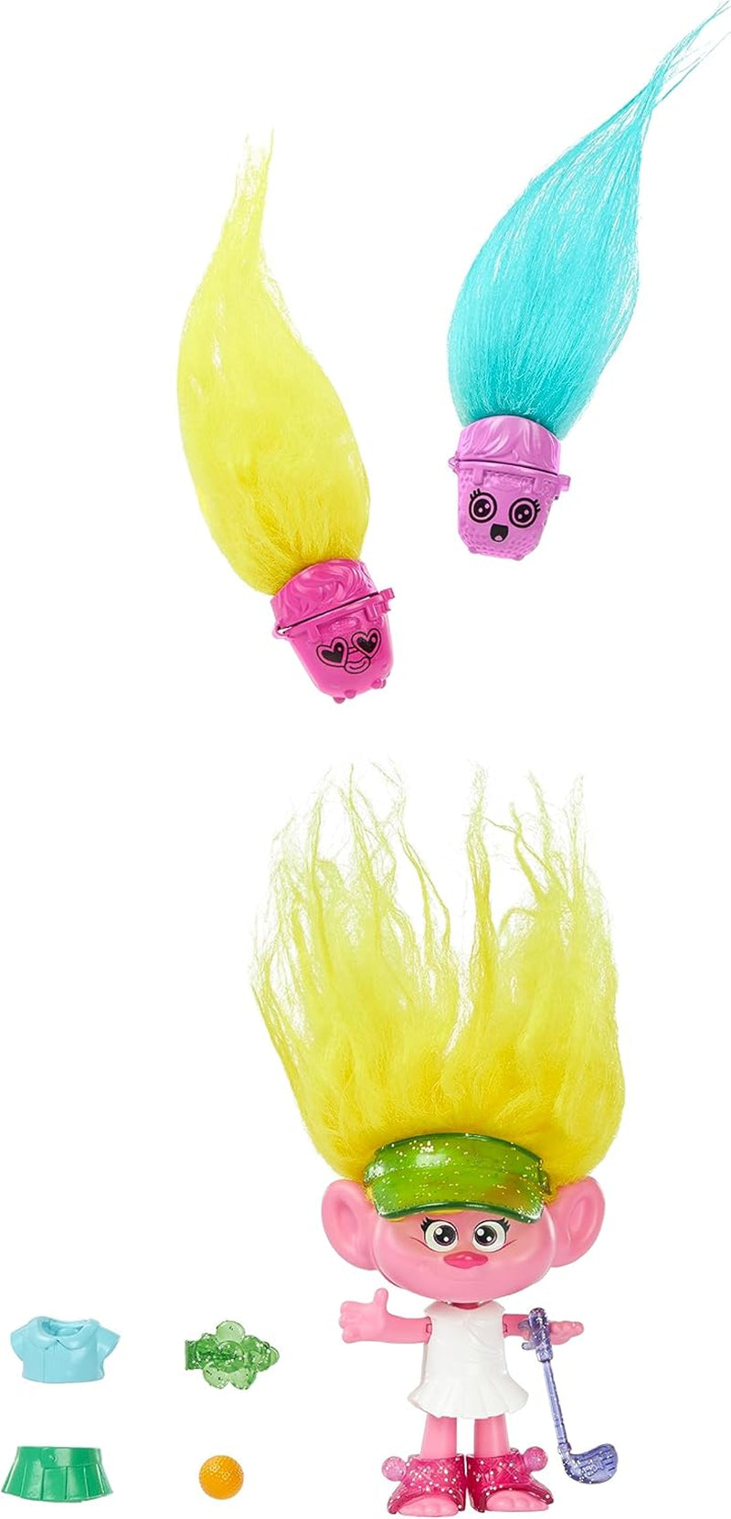 Mattel DREAMWORKS TROLLS Together Strong – Hairy Surprises Poppy Queen Poppy, Viva, Branch und Guy Diamond Plüschhaar, 2 haarige Überraschungen, Zubehör, ab 3 Jahren, HNF10 Naty Shop Viva Dolls
